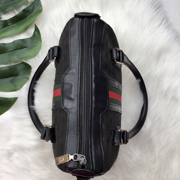 Vintage Gucci Boston Bag Web Black w/ Dust Bag - Picture 5 of 16